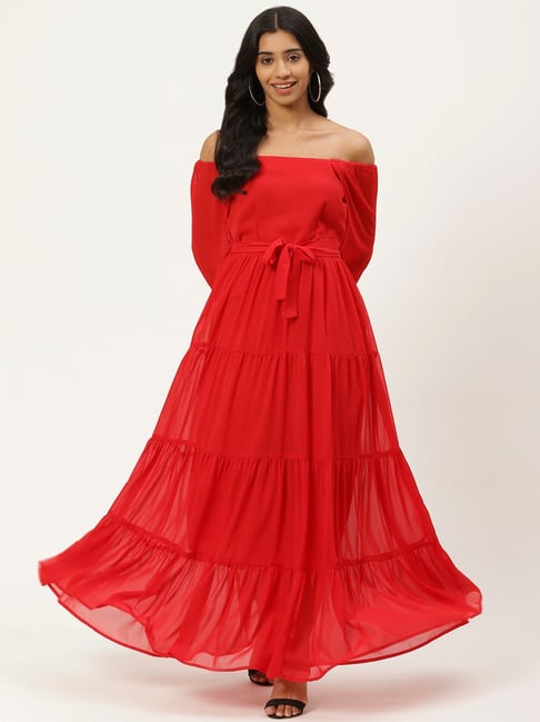 Cottinfab Red Maxi Dress Price in India