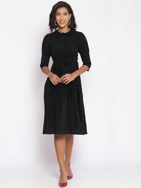 Cottinfab Black A-Line Dress Price in India