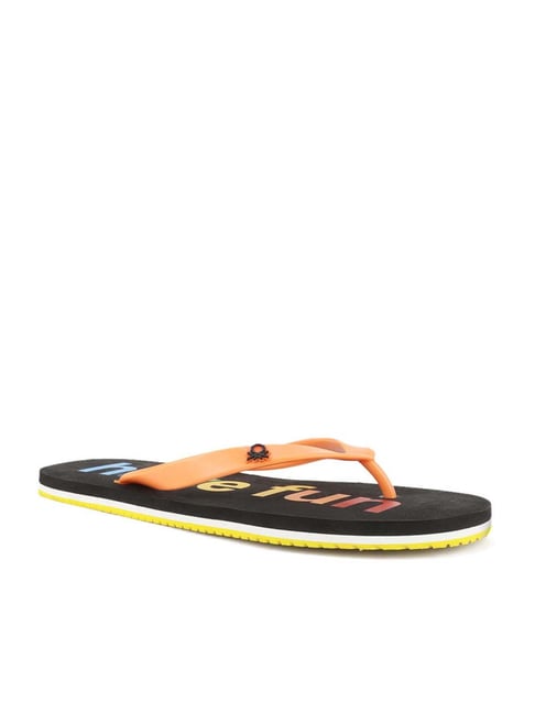 United Colors of Benetton Men's Orange & Black Flip Flops