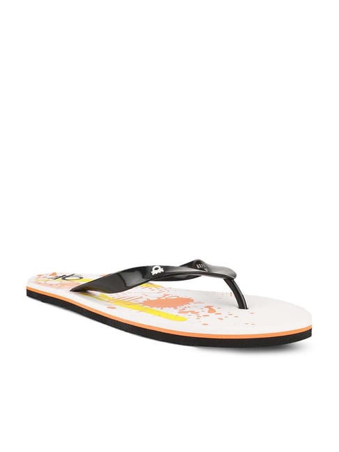 United Colors of Benetton Men's Black & Orange Flip Flops