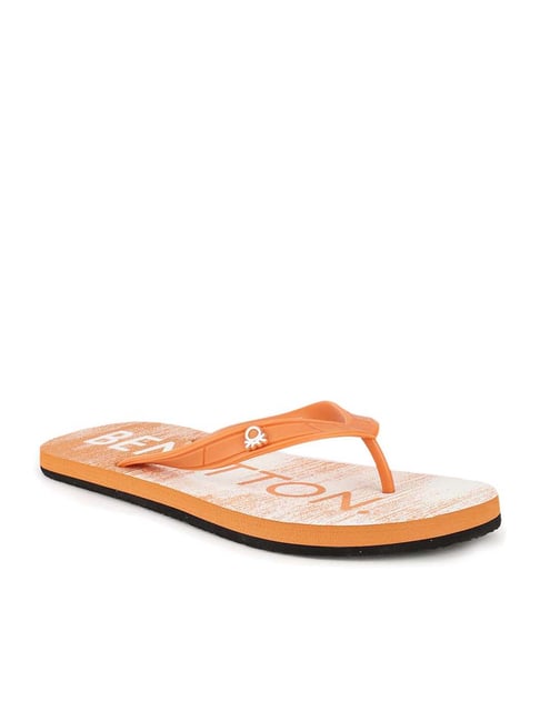 United Colors of Benetton Men's Orange & White Flip Flops