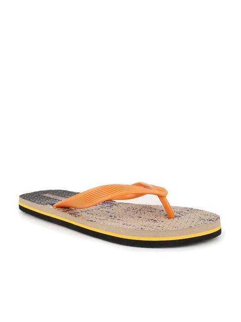 United Colors of Benetton Men's Orange & Beige Flip Flops