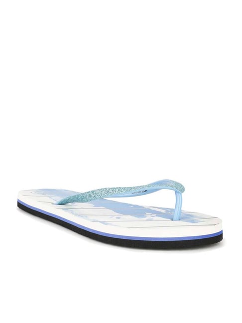 United Colors of Benetton Women's Blue & White Flip Flops