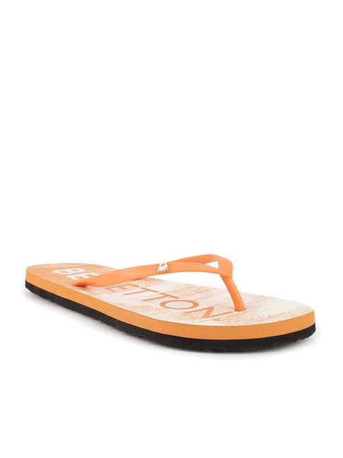 United Colors of Benetton Women's Orange & White Flip Flops