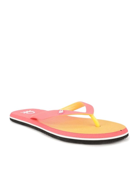 United Colors of Benetton Women's Pink & Yellow Flip Flops