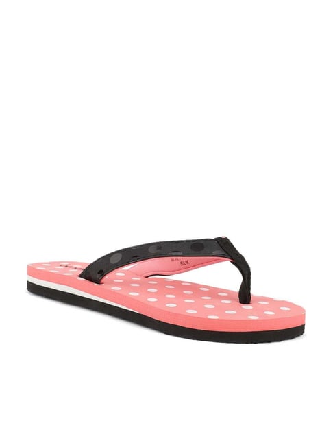 United Colors of Benetton Women's Black & Coral Flip Flops