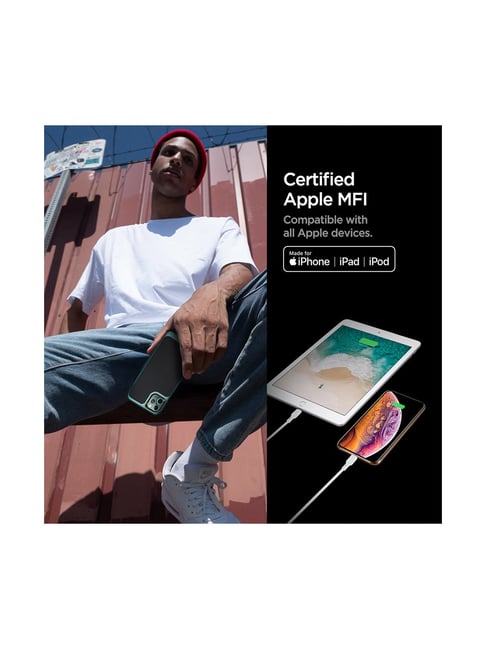 Spigen C10CL Apple MFi Certified USB C to Lightning Charge Sync Cable  White