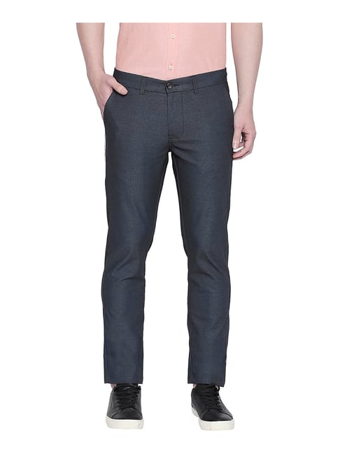 Tailored Fit Navy Twill Trousers | Buy Online at Moss
