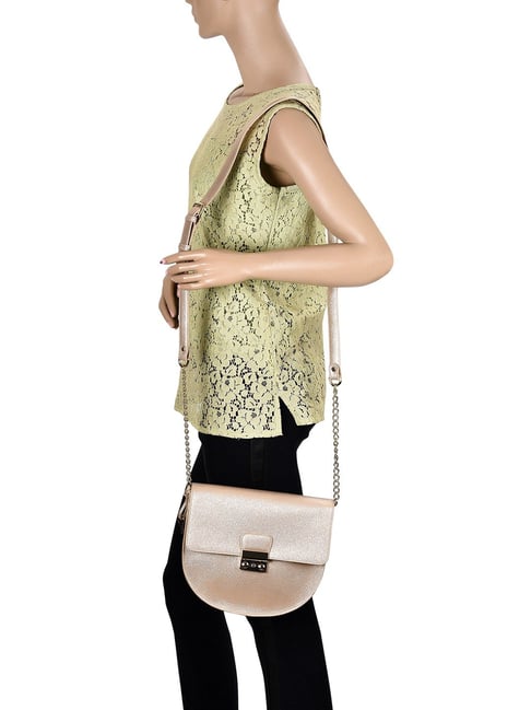 Buy Eske Brittney Golden Solid Medium Sling Handbag For Women At Best ...