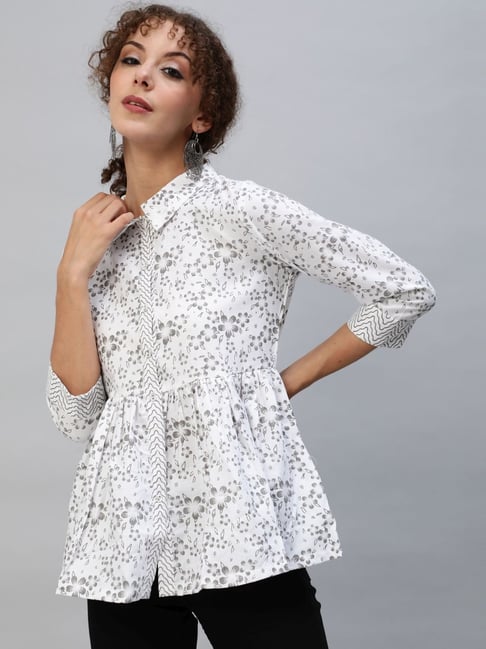 Aks White Printed Tunic