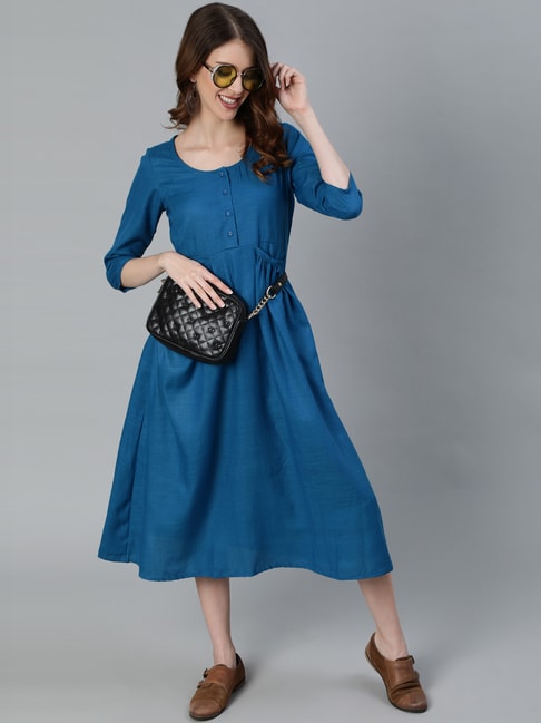 Aks Blue A-Line Dress Price in India