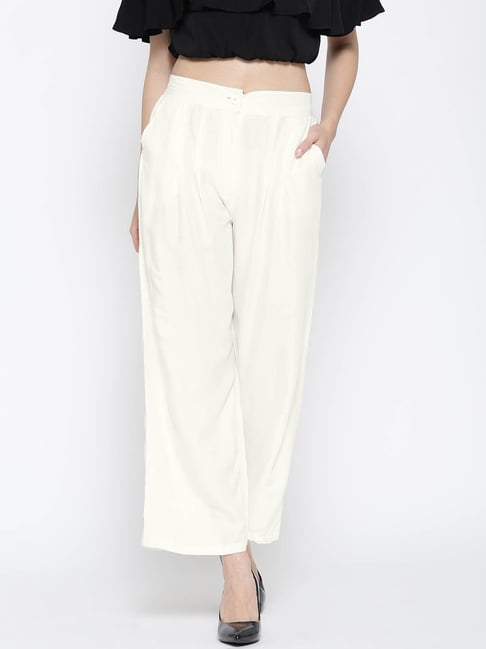 Sera White Regular Fit Pants