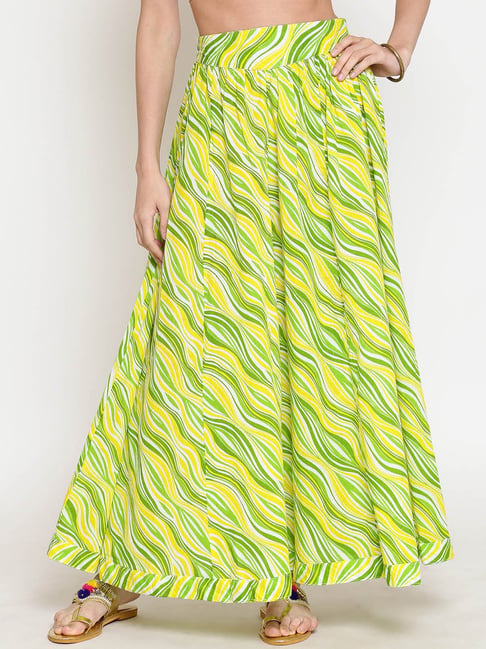 Sera Green & Yellow Printed Skirt Price in India