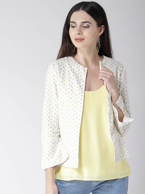 Sera White Printed Blazer
