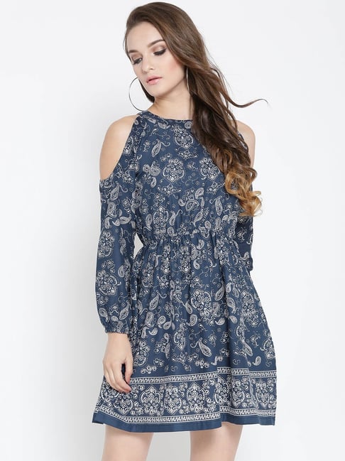 Sera Navy Printed Dress