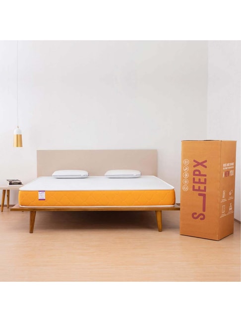 SleepX Dual Comfort Mattress - Medium Soft & Hard - Double Bed Size (Orange, 75x48x6)