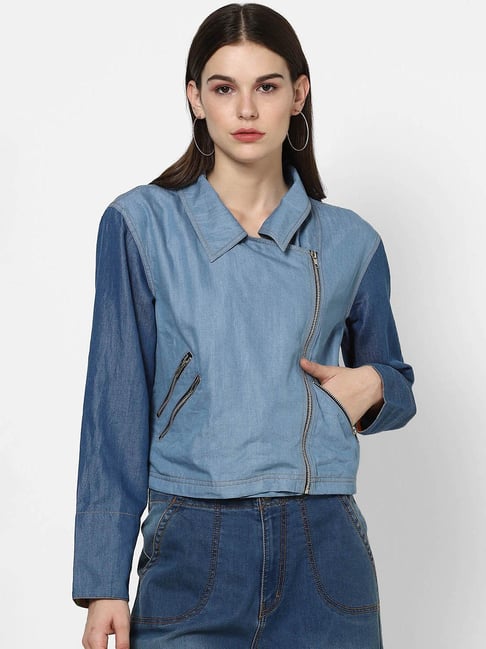 Buy Forever 21 Blue Cotton Jacket for Women Online Tata CLiQ