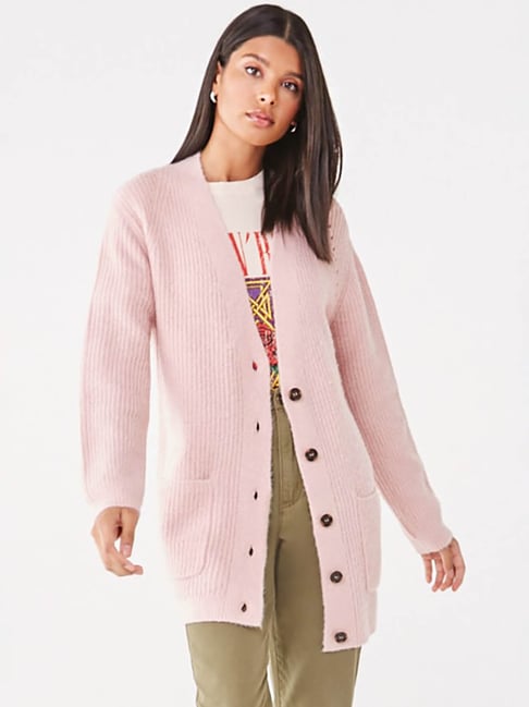 Buy Forever 21 Dusty Pink Full Sleeves Cardigan for Women Online