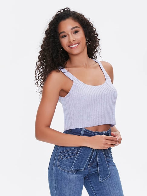 Forever 21 Blue Regular Fit Crop Cami Top