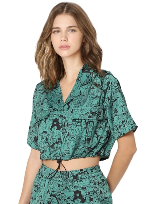 Only Green Printed Crop Top Price in India