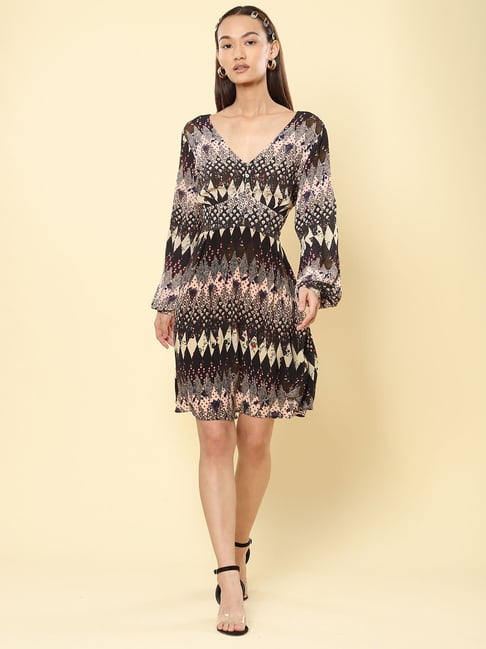 Label Ritu Kumar Black Printed Dress