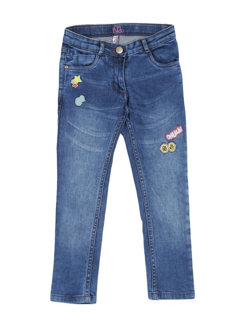 Elle Kids Blue Cotton Washed Jeans