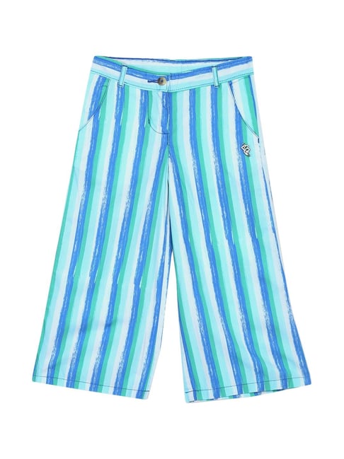 Elle Kids Blue Cotton Striped Trousers