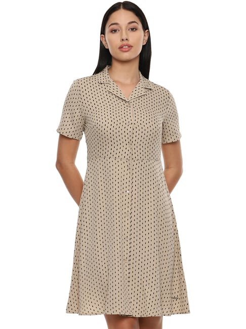 Van Heusen Beige Printed Shirt Dress Price in India