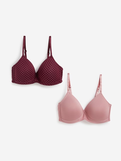 Wunderlove by Westside Pink Padded Non-Wired Bra Set of Two Price in India