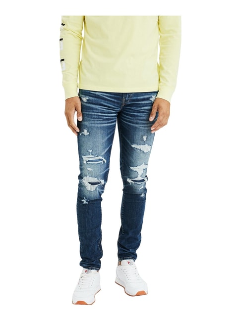 Buy American Eagle Outfitters Blue Skinny Fit Distressed Jeans for Mens  Online @ Tata CLiQ