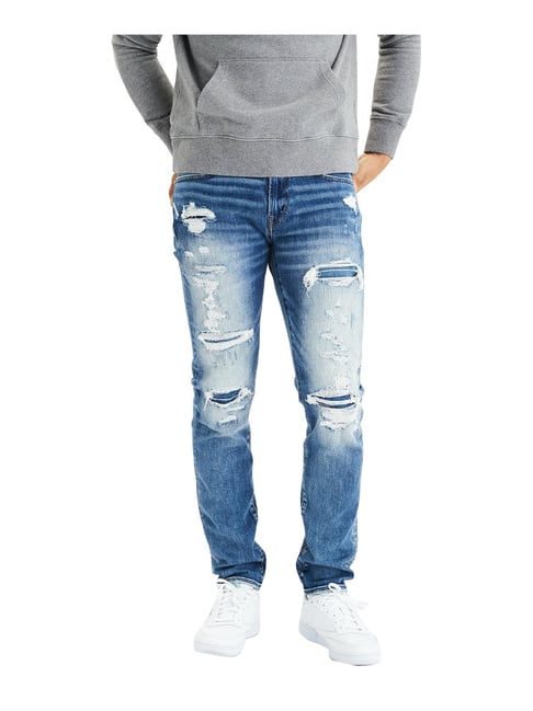 American Eagle Outfitters Blue Slim Fit Distressed Jeans