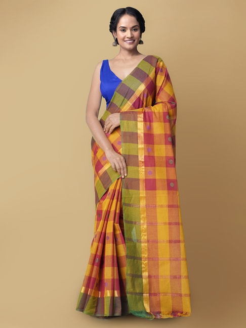 Unnati Silks Women's Pure Pavani Chettinad Cotton Saree with Blouse Price in India