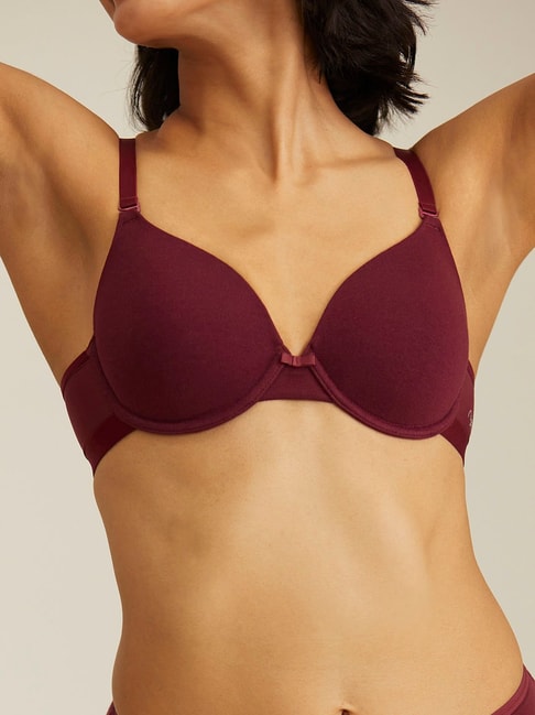 Amante Padded Wired 3/4th Coverage Lace Bra - Maroon