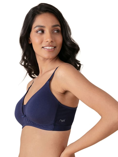 Nykd Breathe Cotton Triangle T-Shirt Bra - Padded, Wireless, 3/4th Coverage  - Blue