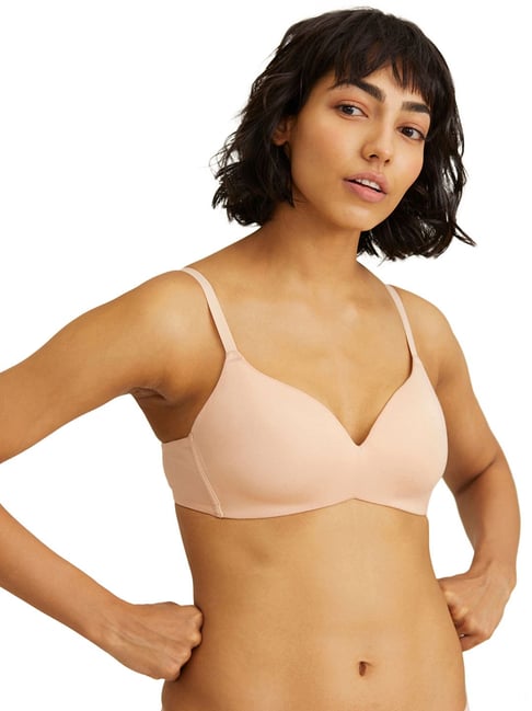 Nykd Akin to Skin T-Shirt Bra - Padded, Wireless, 3/4th Coverage - Nude Price in India