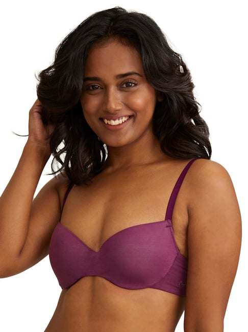 Nykd Akin to Skin T-Shirt Bra - Padded, Wired, Demi Coverage - Purple Price in India
