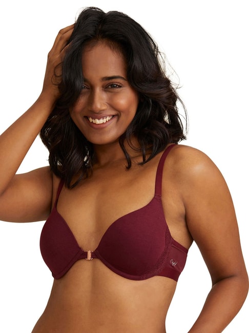 Buy Nykd Breathe Lace Push Up Front Open Bra - Padded - Maroon for