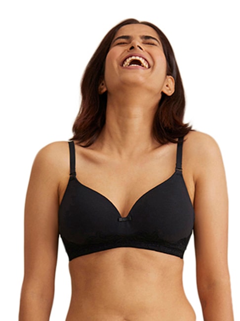 Nykd Breathe Lace T-Shirt Bra - Padded, Wireless, 3/4th Coverage - Black Price in India