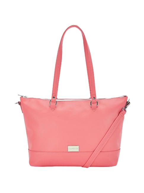 Caprese  Pink Solid Medium Tote Handbag Price in India