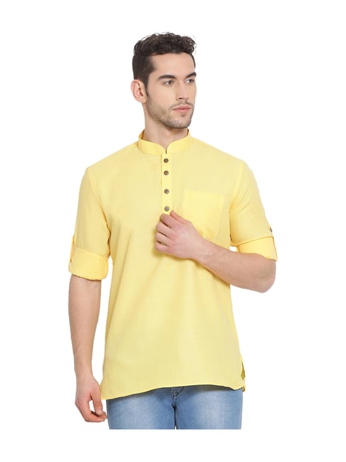 Sanwara Yellow Solid Short Kurta