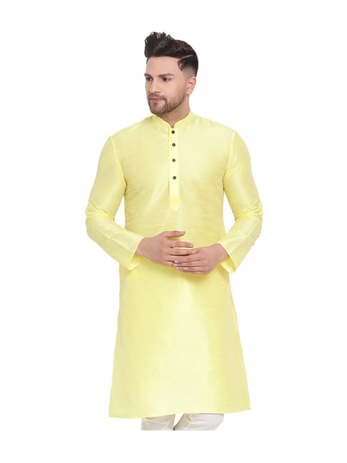 Sanwara Yellow Mandarin Collar Regular Fit Kurta