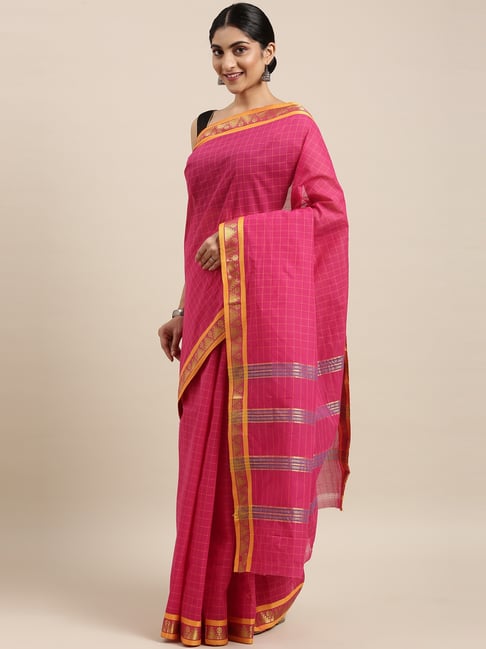 The Chennai Silks Women's Pink Chettinad Pure Cotton Saree Price in India