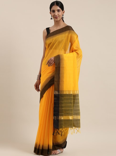 The Chennai Silks Yellow Contemporary Mahehwari Silk Cotton Saree With Blouse Price in India