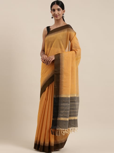 The Chennai Silks Brown Contemporary Mahehwari Silk Cotton Saree With Blouse Price in India