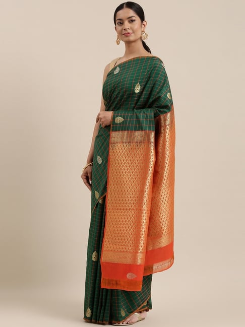 Buy CLASSICATE From the house of The Chennai Silks Raw Silk saree  (CCMYFS5393_Orange_Free Size) at Amazon.in