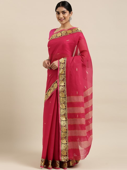 The Chennai Silks Pink Summer Collection Banahatti Pure Cotton Saree With Blouse Price in India