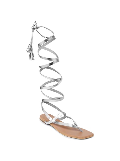 silver gladiator sandals