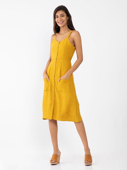 Zink London Yellow Regular Fit Dress Price in India