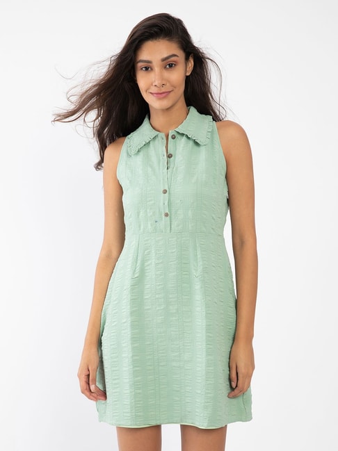 Zink London Green Textured Dress Price in India