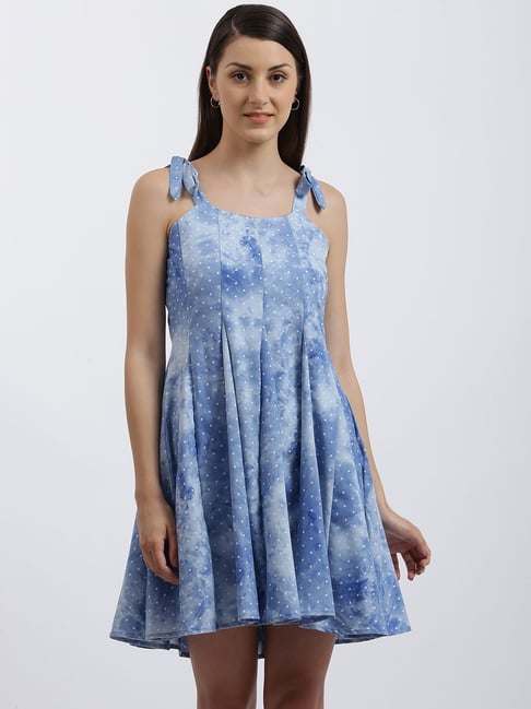 Zink London Blue Printed Dress Price in India